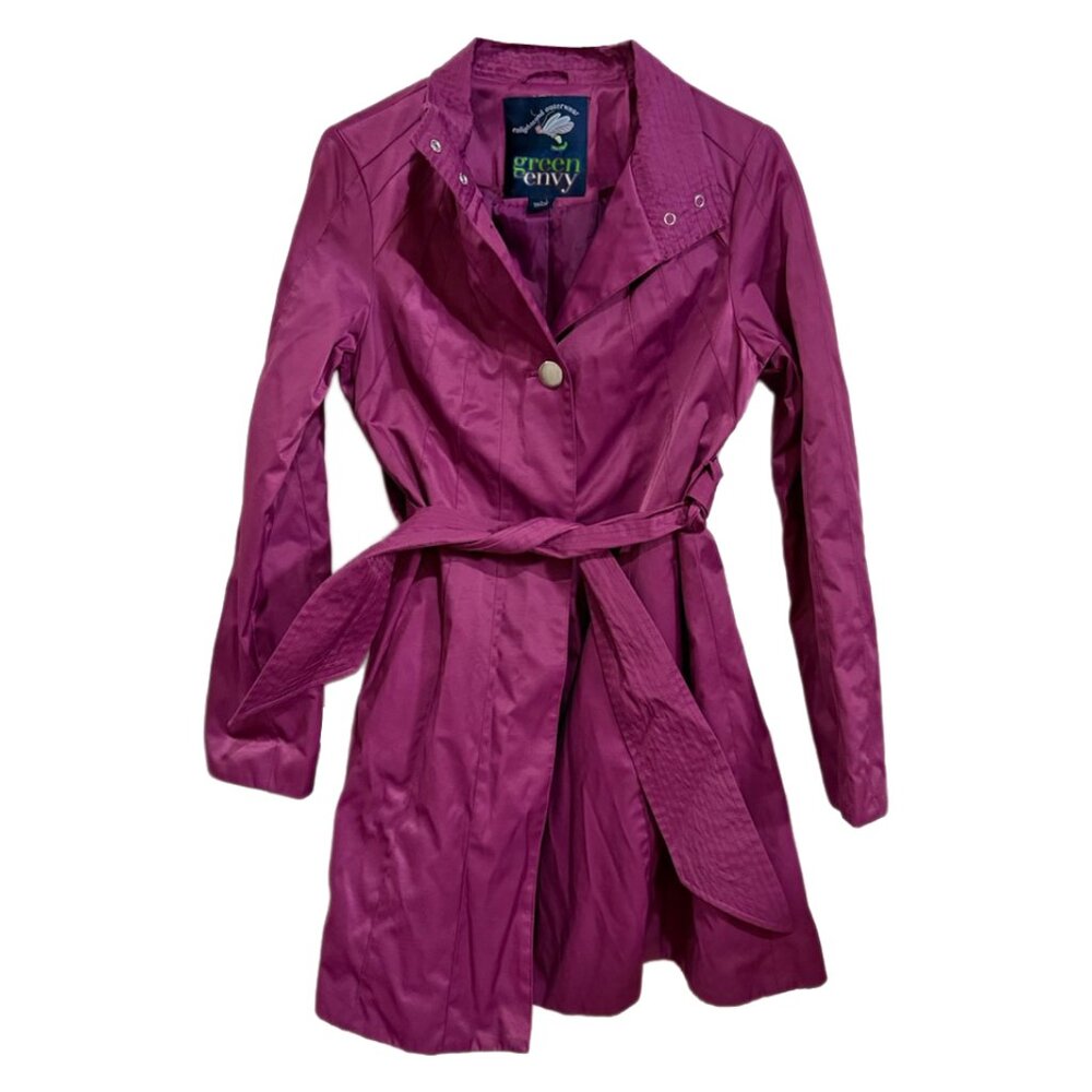 Green with Envy Women's size S belted raincoat fuschia fresh eggplant